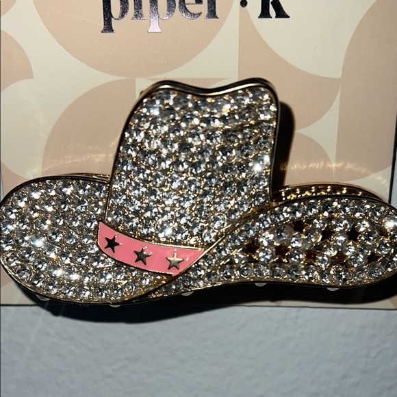 Piper Gold and Pink Cowboy Hat Hair Clip - Picture 6 of 6